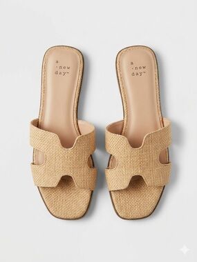 a new day Woven Slide Mules in Natural Beige